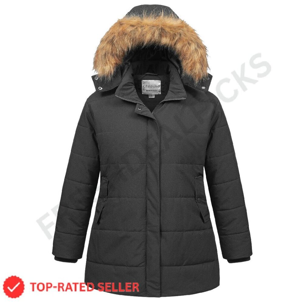 Plus Size Winter Puffer Jacket Waterproof Warm Thicken Parka Removable Hood